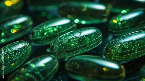 Nutrient-rich supplements, like fruit, vegetable, and fish extracts in capsules, offer a natural approach to health.  These pills, containing essential nutrients, function as a dietary aid photo