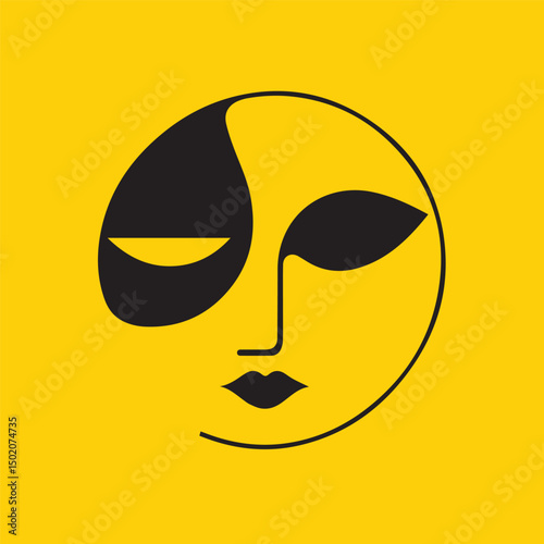 Modern Boho half faced Art Logo icon
