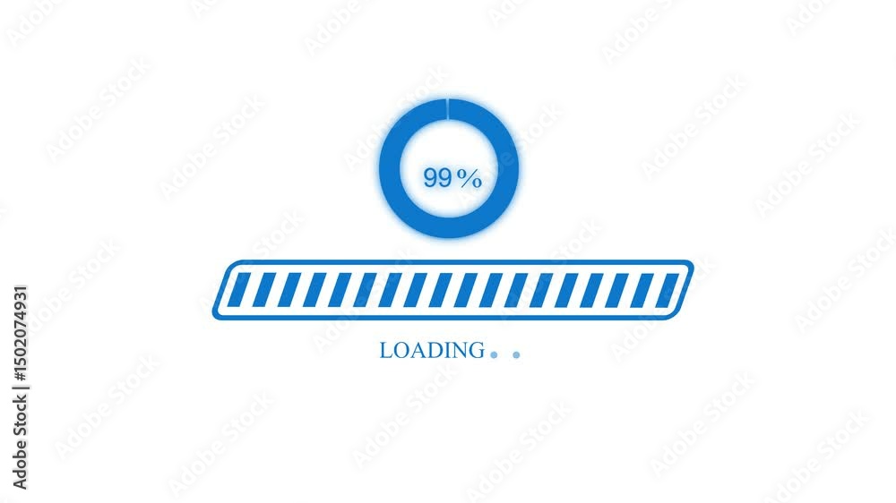 Digital Loading Screen with Progress Bar, Minimal Waiting Bar Animation