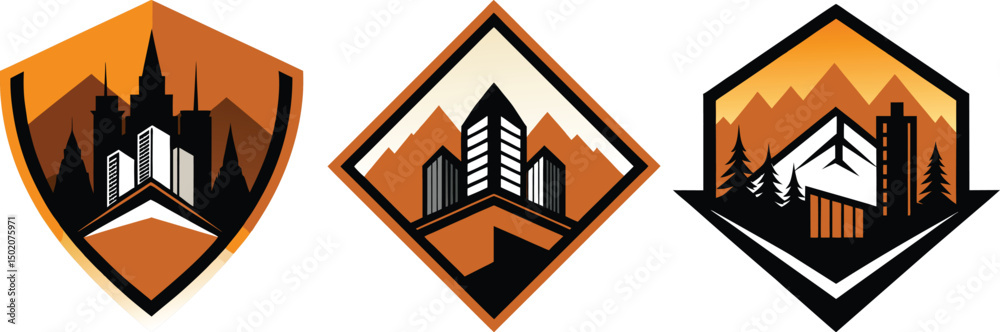 Fototapeta premium Urban Mountain Cityscape Logo set