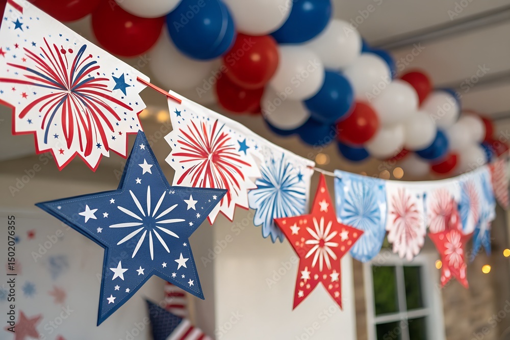 Obraz premium 4th of July Garland Colorful Illustration
