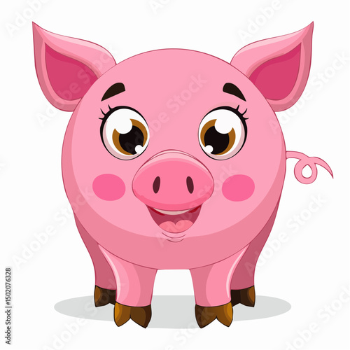 cute pink pig smiling