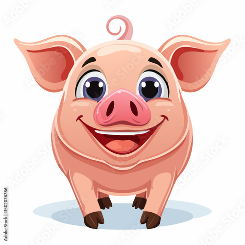 cute smiling pig cartoon illustration