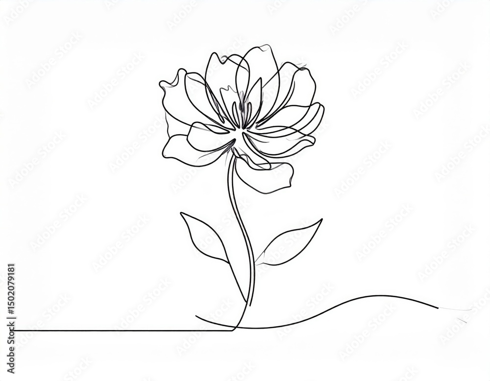 Obraz premium Single Line Drawing Of A Flower