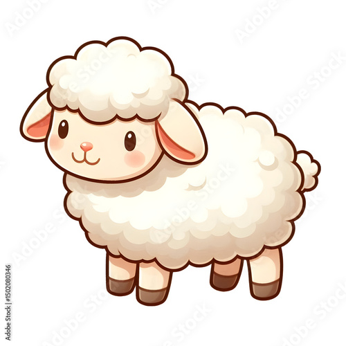 Cute Cartoon Sheep Illustration with Fluffy Wool