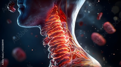 A detailed anatomical illustration of the windpipe showcasing its structure
