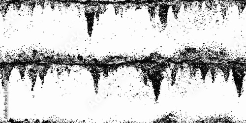 black and white abstract image featuring dripping ink like textures and splatters  creating a grungy and artistic visual effect on a white background
