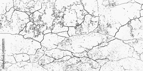 white surface with a pattern of cracks and dark spots all over it, creating a distressed and aged texture and effect grunge white background.