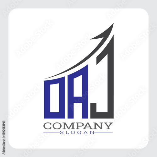 DAJ Company Logo Design Growth vector, DAJ Upward Arrow Business Success Logo vector, Corporate Branding DAJ Logo Concept vector, DAJ Modern Financial Growth Chart Logo vector,