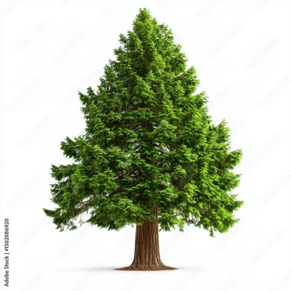 Fototapeta premium Lush Evergreen Tree Isolated on White Background for Nature and Environment Themes