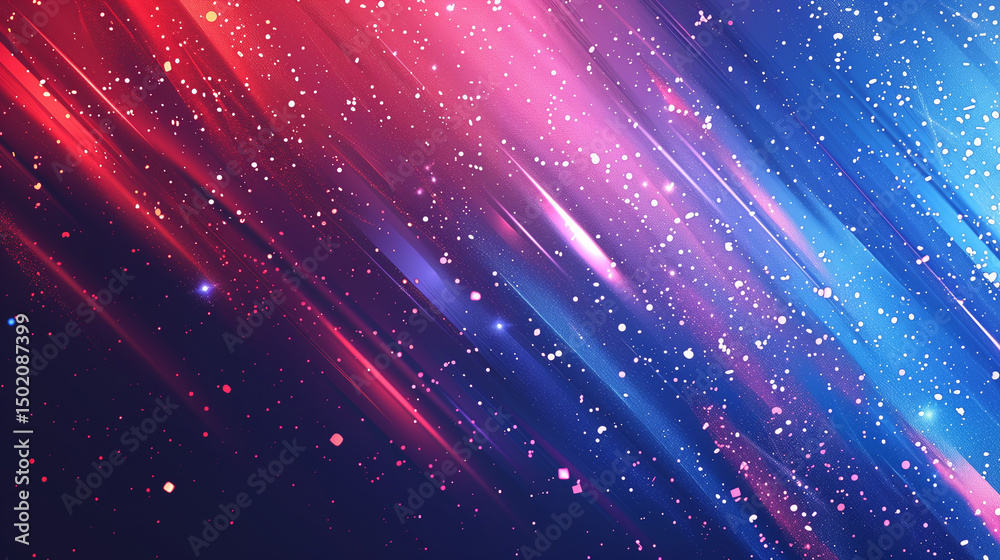 Fototapeta premium A glowing fiber optic night sky with countless bright light particles forming a starry galaxy