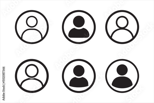 Six clean, minimalist, and versatile avatar icons perfect for user interface design, profile representation, and digital communication.