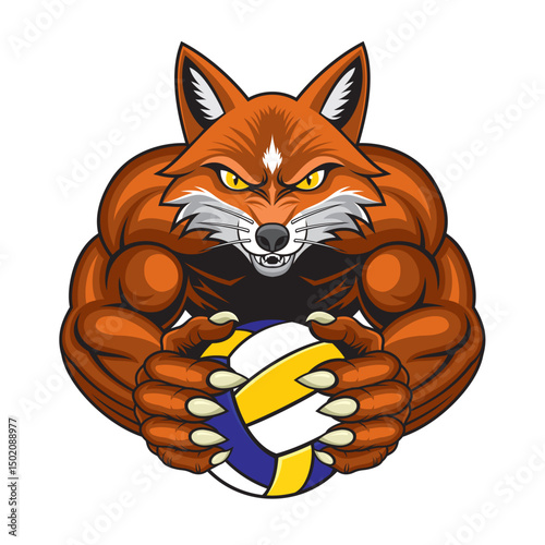 volleyball mascot fox vector illustration design