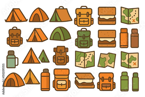 set of camping icons