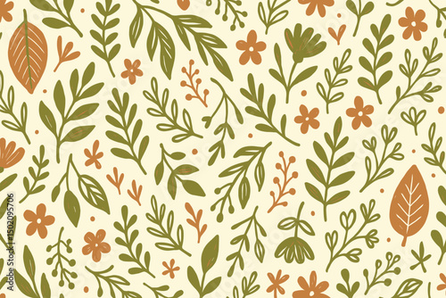 Wallpaper Mural Colorful floral pattern with various leaves and flowers on a light background Torontodigital.ca