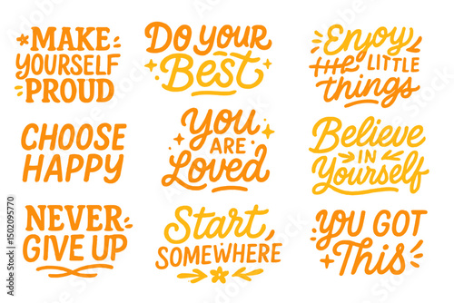 Motivational quotes in bright orange letters on a simplistic background to inspire positivity and self-empowerment