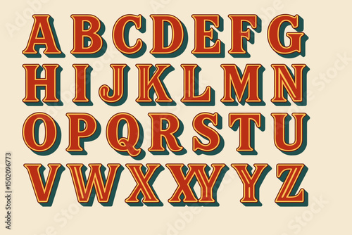 Colorful vintage alphabet letters displayed in a creative layout suitable for various design projects or educational materials