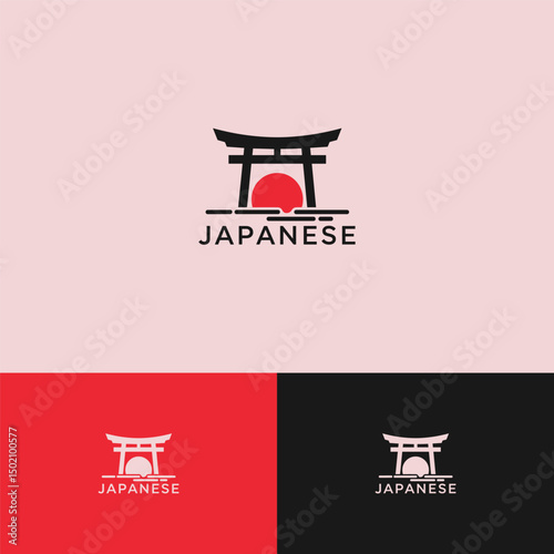 Torii gate logo design template