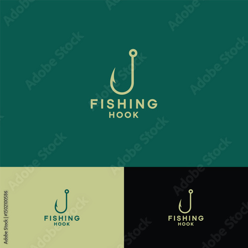 Fishing hook logo design template