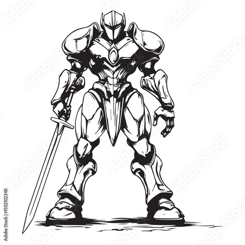 robot knight with sword vector image