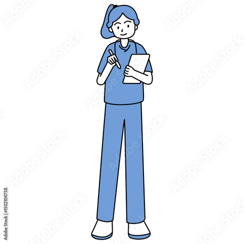 outline flat icon of a nurse with some poses