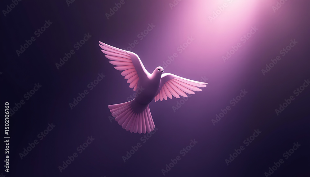 Obraz premium Dove Flying in Spotlight