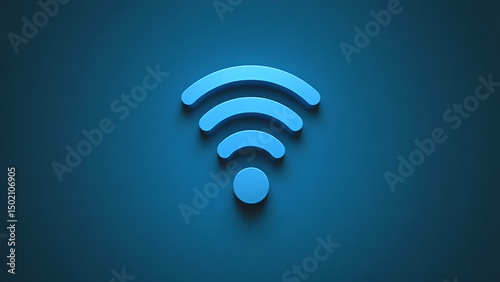 Bright blue wifi icon on dark blue background