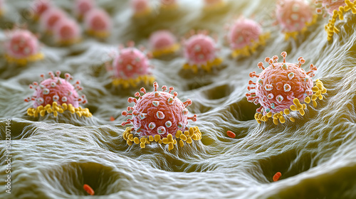 Realistic animation of the coronavirus and human cells.