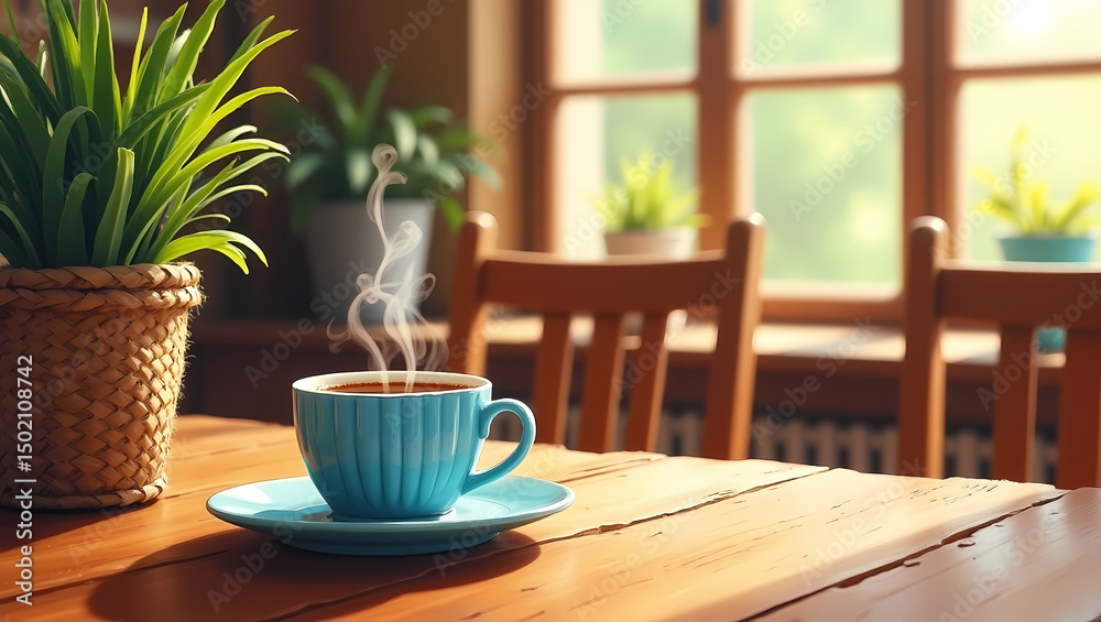 Warm Morning Coffee in a Rustic Setting. Warm Morning Coffee in a Rustic Setting.