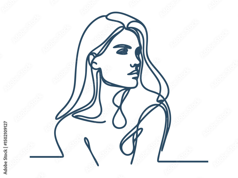 Elegant Floral Face Line Art – Minimalist Woman Portrait with Botanical Elements Elegant Floral Face Line Art – Minimalist Woman Portrait with Botanical Elements