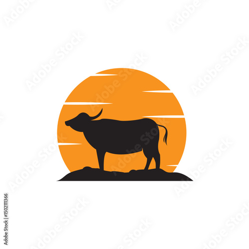 buffalo logo and vector illustration template design