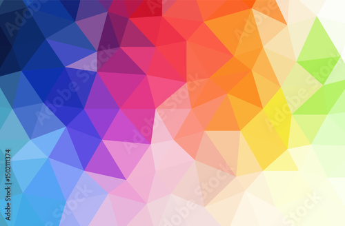 Abstract triangle mosaic gradient background featuring vibrant polygonal triangles in blue red green for web and print media