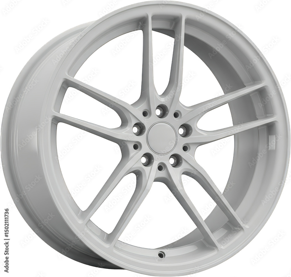 Obraz premium Stylish Light Grey Multi Spoke Alloy Car Wheel Rim Closeup