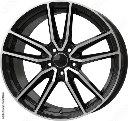 Stylish Black and Silver Alloy Wheel Rim for Luxury Car Multi Spoke Design
