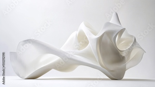 Abstract parametric architecture sculpture in white, modern design