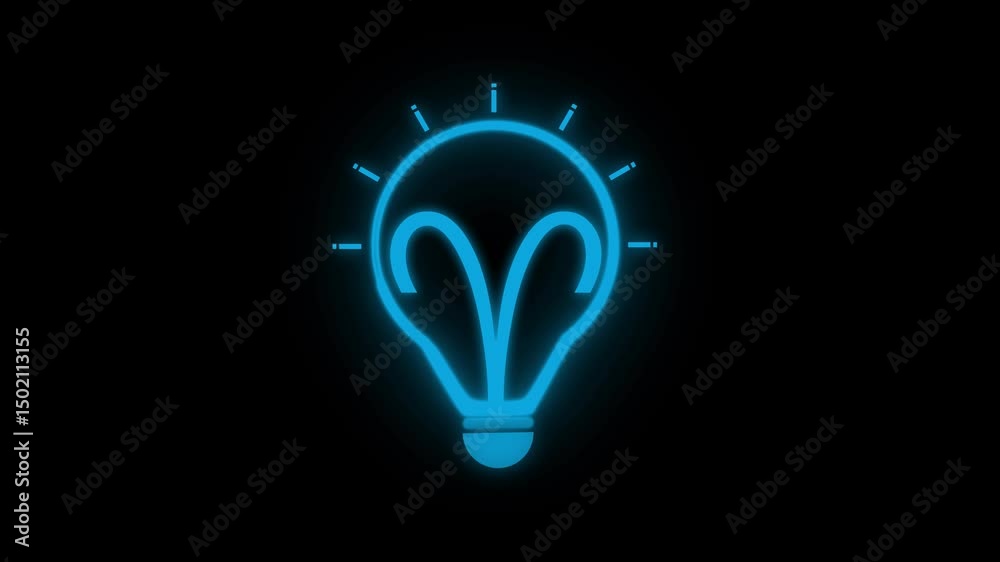 Neon line technology light bulb icon isolated on black background. neon line light icon. Neon electric bulb icon animation.4k video animation . Neon line technology light bulb icon isolated on black background. neon line light icon. Neon electric bulb icon animation.4k video animation .