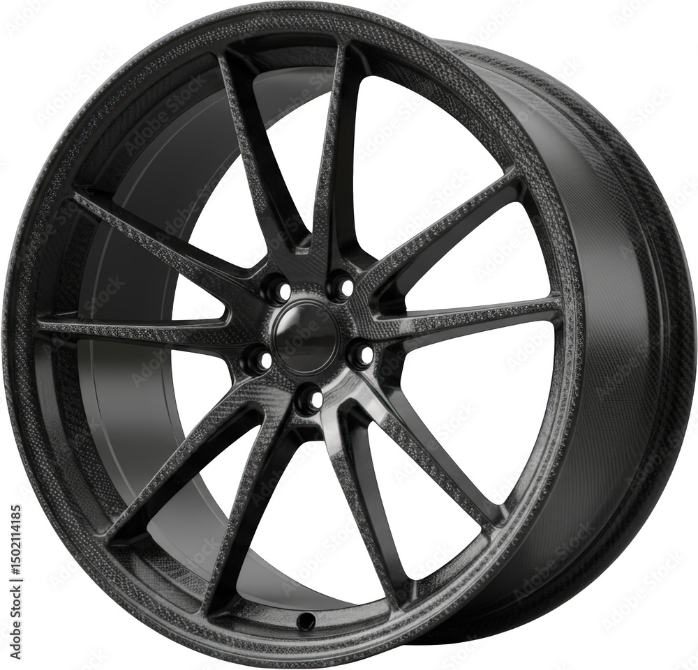 Obraz premium Luxury Black Carbon Fiber Multi Spoke Car Wheel Rim Design