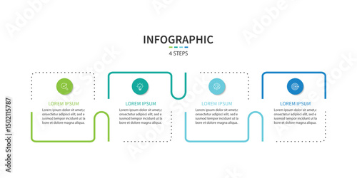 Business infographic template. 4 Step timeline journey. Process diagram, Infographic elements vector illustration.	