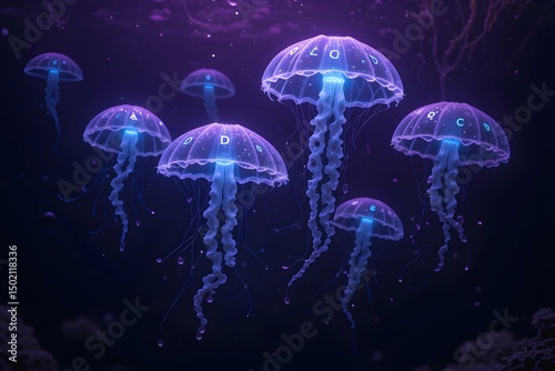jellyfish in blue