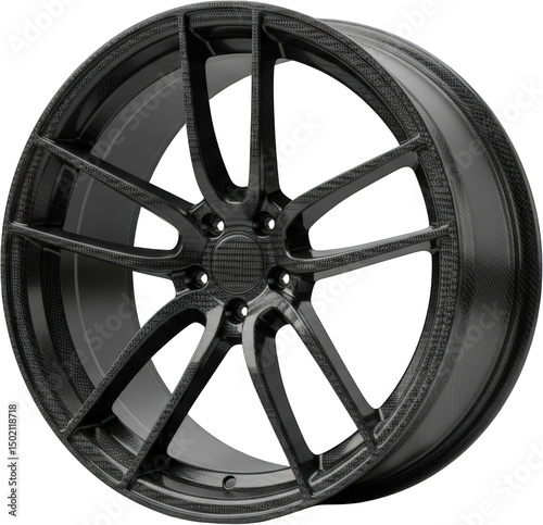 Luxury Black Carbon Fiber Alloy Wheel Rim Multi Spoke Design Automotive Part