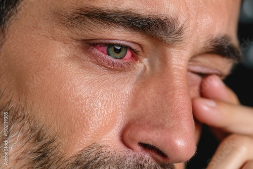 Eye disorder: redness trace, muscle strain, sight burden, nerve issue, individual ailment, facial pressure, sclera trouble, visual mark, head fatigue, iris problem photo