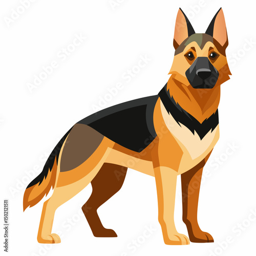 German Shepherd Dog Vector Illustration Police K9 Guard Dog Portrait