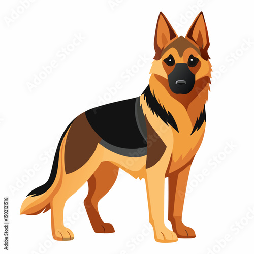 German Shepherd Dog Vector Illustration Police K9 Guard Dog Portrait