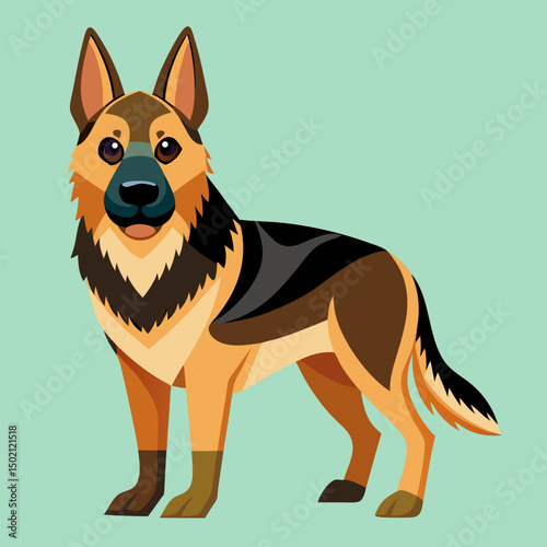 German Shepherd Dog Vector Illustration Police K9 Guard Dog Portrait