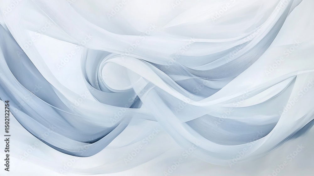 Obraz premium Abstract Light Blue and White Flowing Fabric Background Image