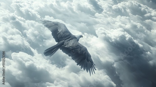 A majestic eagle tattoo design soaring through clouds, showcasing power and freedom