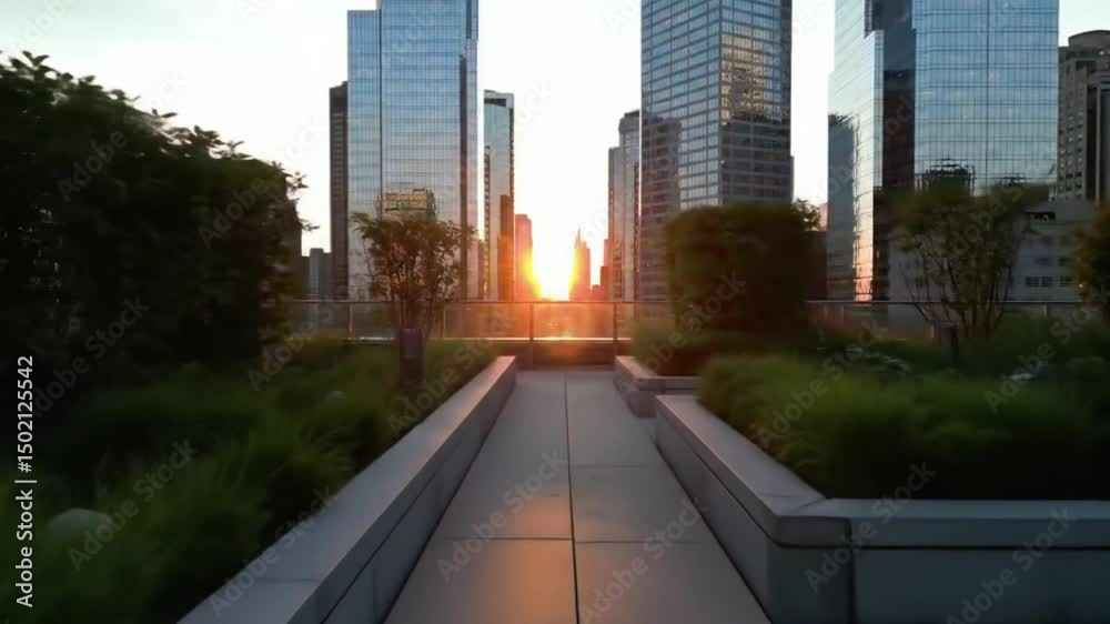 Sunset Over Skyscrapers – A Rooftop View Sunset Over Skyscrapers – A Rooftop View