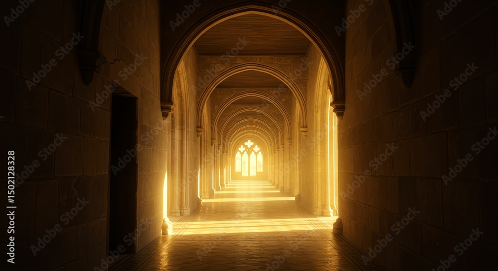 Fototapeta premium Archway Hallway with Light and Arches
