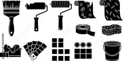 
Home renovation tools icon set 