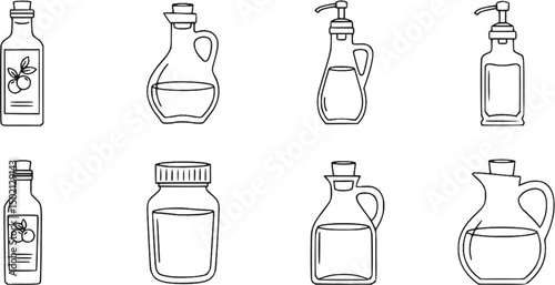 Vinegar icon set. Outline set of vinegar vector icons for web design isolated on white background